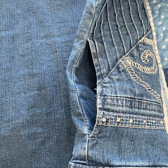 Draper's & Damon's Women's Denim Jacket Size P-XL Full Zip Embellished - Picture 6 of 6